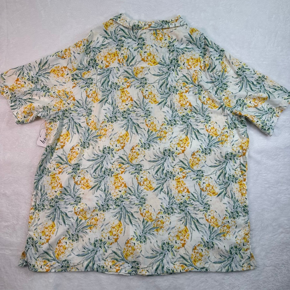 NWT George Shirt Mens 3XL White Pineapple Print Livaeco Viscose Short Sleeve - Picture 6 of 9
